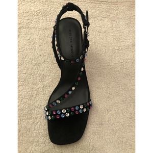 Rebecca Minkoff Nanine Black Multi Lux Kid Suede Size 8 Sandals